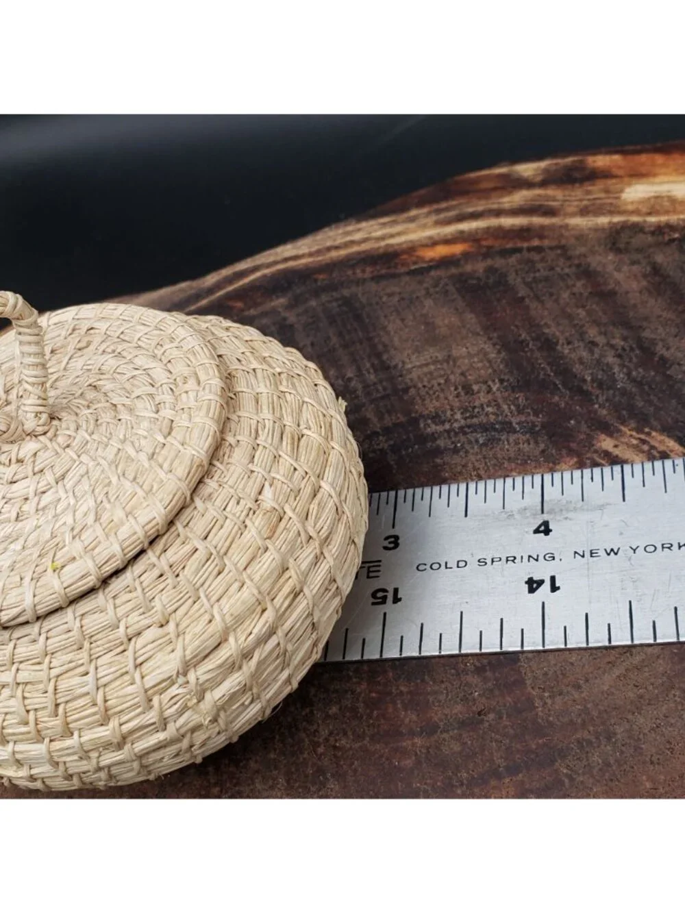 Small Handwoven Lidded Trinket Box Ring Keeper Keepsake Natural Fiber Coiled